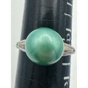 Vargas vintage 925 sterling silver faux seafoam green pearl ring 8.25